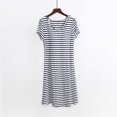 thumbnail image 1 of Pijama de mujer de modal con copa acolchada para el pecho, todo en uno, a rayas, ropa de dormir de talla grande, ropa exterior holgada, 1 of 6