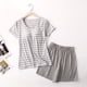 thumbnail image 3 of Conjunto de Pijama con pantalones cortos a rayas para Mujer, ropa de dormir de Modal, trajes de noche con almohadilla para el pecho, ropa de dormir para el hogar, Verano, 3 of 4