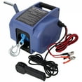 thumbnail image 4 of 12v Trailer Winch,Reversible Electric Winch, for Boats up to 6000 lbs.,with synthetic rope,with extra pulley hook,power in and power out,with manual function.blue plastic casing, 4 of 19