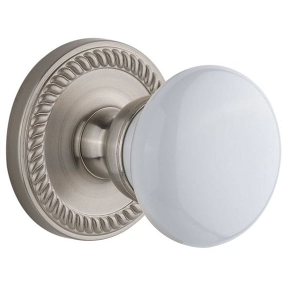 Grandeur Newhyd_Psg_238 Newport Solid Brass Rose Passage Door Knob Set - Nickel