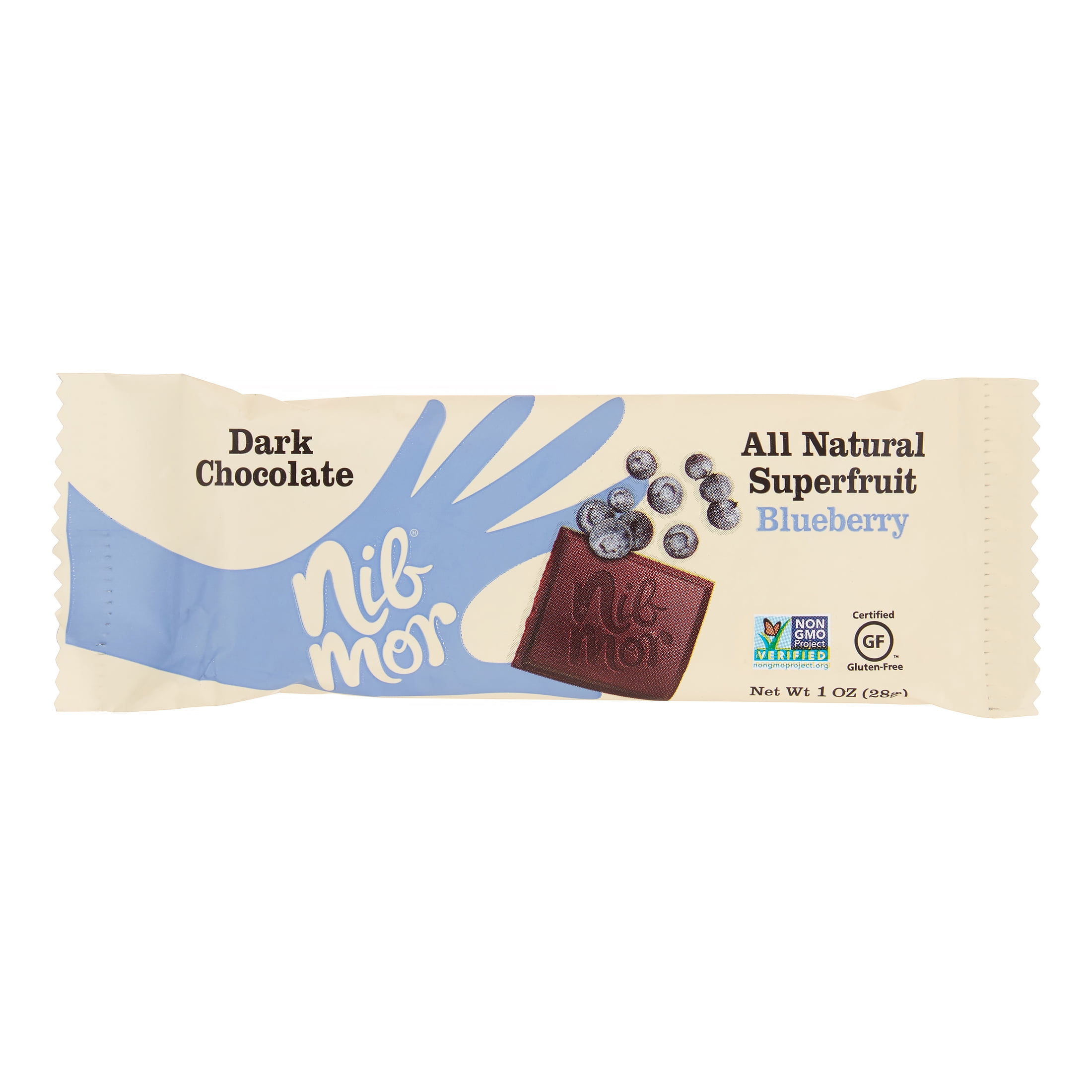 NibMor Gluten Free Dark Chocolate with Blueberries, 1 Oz