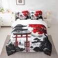 thumbnail image 2 of Erosebridal Japanese-Style Bed in a Bag Full size, Red Maple Tree Bed Set, Watercolor Ink Decor, Reversible 7pcs, 2 of 5