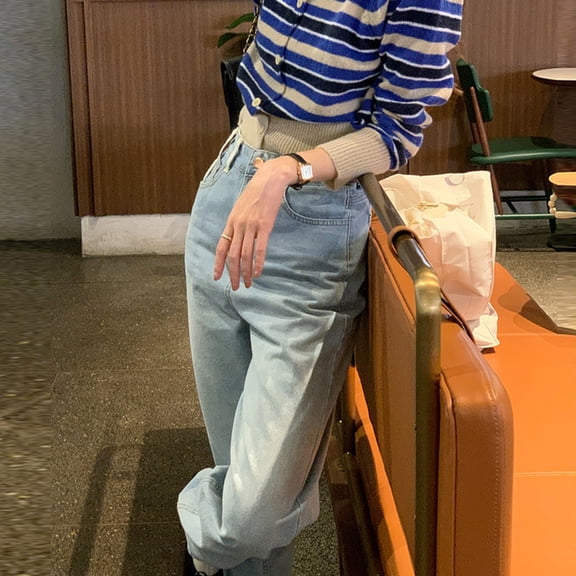 Vedolay Tummy Control Jeans Women's Bell Bottom Jeans High Waisted Ripped Flare Wide Leg Denim Pants,Blue XL