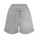 thumbnail image 5 of Pantalones Cortos de Piernas Anchas para Mujeres Lino de Color Sólido, Cintura Elástica Cómoda Longitud Regular, 5 of 7