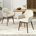 thumbnail image 2 of Gymax Set of 4 Dining Chairs Upholstered Kitchen Table Chairs w/ Solid Wood Legs Beige, 2 of 10