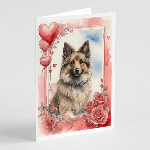 Belgian Tervuren Valentine Roses Greeting Cards Pack of 8 7 in x 5 in