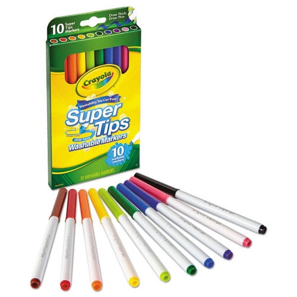 Washable Super Tips Markers, Fine/Broad Bullet Tips, Assorted Colors, 10/Set | Bundle of 5