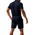 thumbnail image 4 of Men's Casual 2-Piece Quick-Dry Set, Loose Breathable Short Sleeve Polo Shirt and Elastic Waist Shorts, Summer Outfit For Travel and Sports,Navy,2XL, 4 of 5