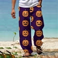 thumbnail image 3 of SNOWSONG Clearance! Pants for Men, Halloween Pants Men's Casual Pants Halloween Pumpkinhead Beach Pants with Pockets, Baggy Pants Men, Halloween Pajamas E 2XL, 3 of 5