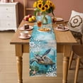 thumbnail image 4 of Summer Sea Turtle Underwater World Starfish Table Runner 90 Inches Long,Kitchen Dining Tablerunners Coral Blue Ocean Linen Table Runners Dresser Scarves for Home Dinner Wedding Holiday Party Decor, 4 of 9
