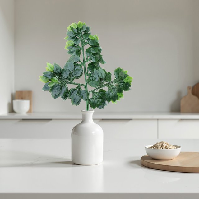 Home Artificial Branch Banyan Leaf Red Maple Leaf Indoor Fake Tree Ginkgo Leaf Plastic Branch Engineering Green Plant Branch Wholesale Home Essentials