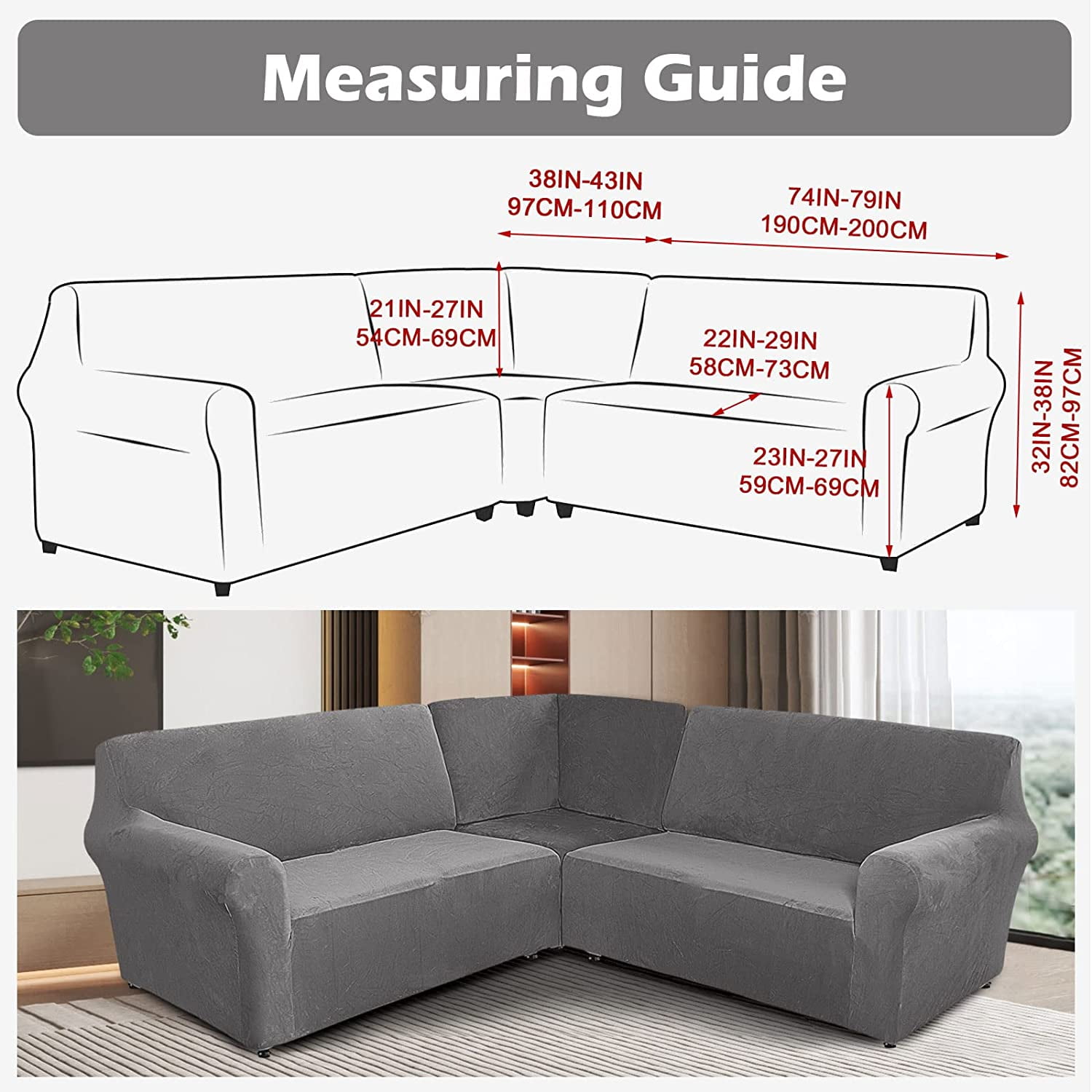TOPCHANCES 3-Piece Velvet Recliner Sofa Covers, 7 Seat L-Shaped Corner Sofa Covers, Stretch Sectional Couch Slipcover ( Dark Brown )