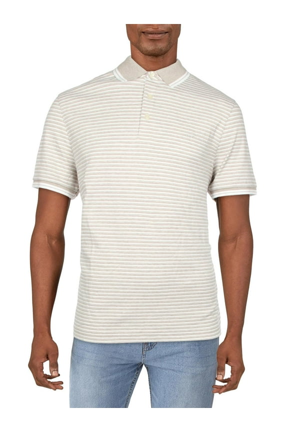 Mens Greenwich Cotton Striped Modern Fit Polo Shirt, M