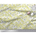 thumbnail image 3 of Soimoi White Japan Crepe Satin Fabric Yellow Mustard Leaves Printed Craft Fabric by the Yard 44 Inch Wide, 3 of 3