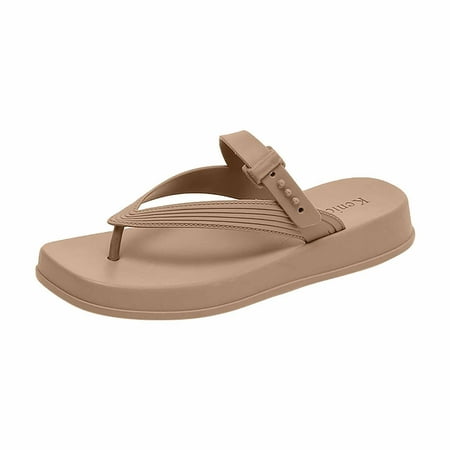 

Funicet Slides for Women Women s Summer Comfortable Casual Sandals with Wedge Heels Platform Slippers Beige 38