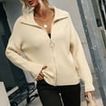 thumbnail image 4 of AOOCHASLIY Clearance Sweaters Womens Fashion Stand Up Long Sleeve Zipper Solid Tee Tops, 4 of 5