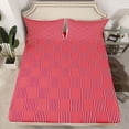 thumbnail image 2 of Homewish Chic Red Abstract Queen Sheet Set, Fashion Square Stripes Teens Bedding, 4pcs, 2 of 7