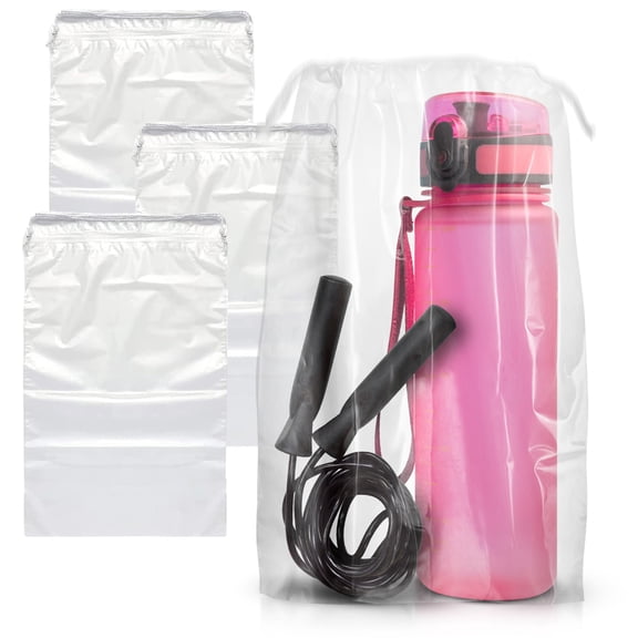 Clear Plastic Drawstring Bags, 2 Mil Waterproof Poly, 2000 Count, 4 x 6 in