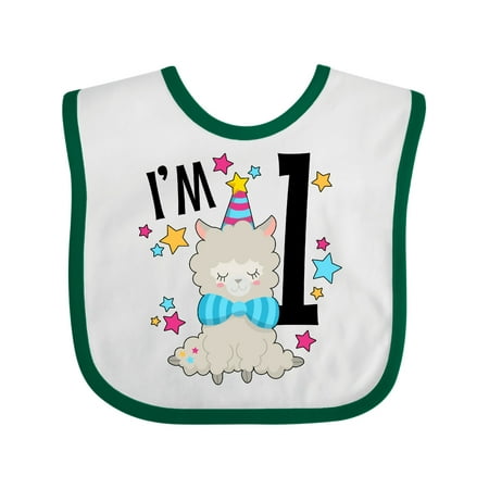 

Inktastic I m One- Cute Llama First Birthday Gift Baby Boy or Baby Girl Bib