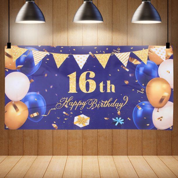 KAKOWELY Fondo de pancarta de feliz cumpleaños, decoración de fondo de cumpleaños, utilería para fotomatón (16.º)