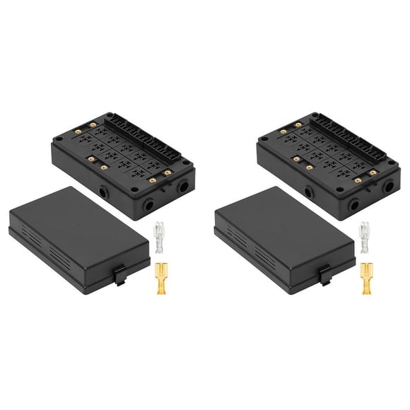 2X 12V Automotive Fuse Relay Box Universal Block for Car, Truck - 10 Slot Style Relay Holder,15 Slot ATC/ATO Fuse Holder