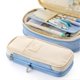 thumbnail image 1 of Stationery Bag Large Capacity Students Macaron Color Matching Canvas Pencil Bag Stationery Box Light Blue Beige, 1 of 2