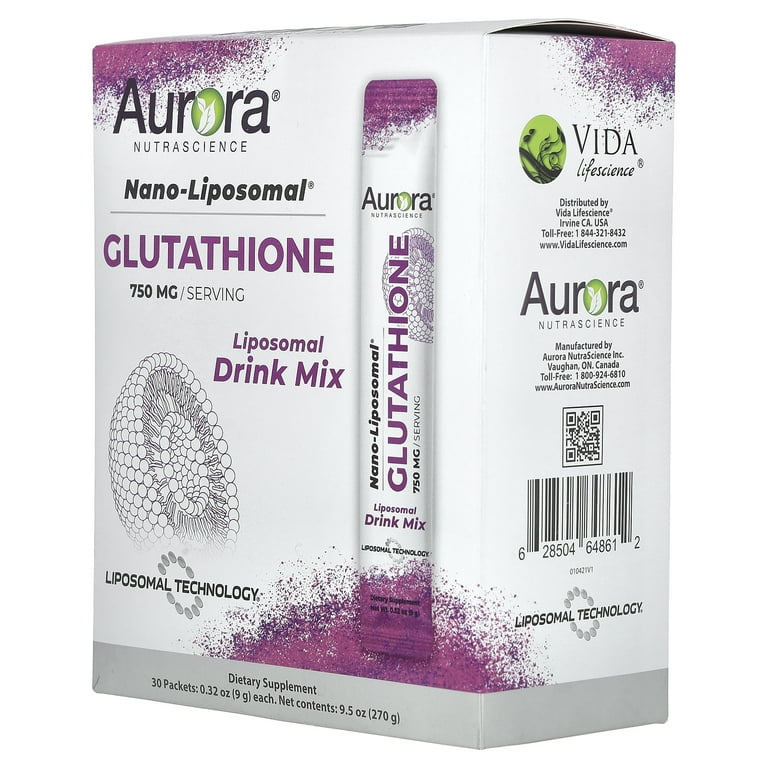 aurora glutathione benefits Aurora Nutrascience Nano-Liposomal®, Glutathione, Liposomal Drink Mix, 30  Packets, 0.32 oz (9 g) Each
