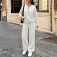 thumbnail image 3 of Evdexr Women's Lounge Sets 2 Piece Long Sleeve Henley Shirts & Sweatpants Outfits 2026 Fall Casual Vacation Sets Baggy Solid Loungewear with Pocket M, 3 of 6
