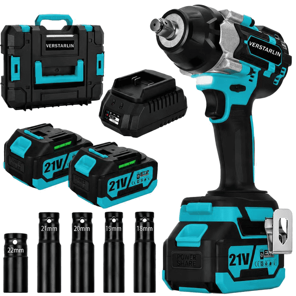 Cordless Impact Wrench 1/2 inch, 750FT-LBS(1000N.m), Brushless Electric Impact Wrench, High Torque Impact Gun for Car Home, Includes 4.0Ah Battery×2, Charger