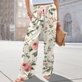 thumbnail image 7 of Dress Pants Women Petite High Waisted Wide Leg Summer Beach Vacation Pants Boho Lounge Casual Palazzo Trousers, 7 of 7