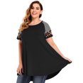 thumbnail image 1 of LARACE Plus Size Tunic Tops for Women Pleated Flowy Short Sleeve Shirts Black 5X, 1 of 5