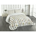 thumbnail image 3 of Ambesonne Arrow Quilted Bedspread Set 3 Pcs, Boho Retro Style, Queen Size, Black Pink Green, 3 of 5