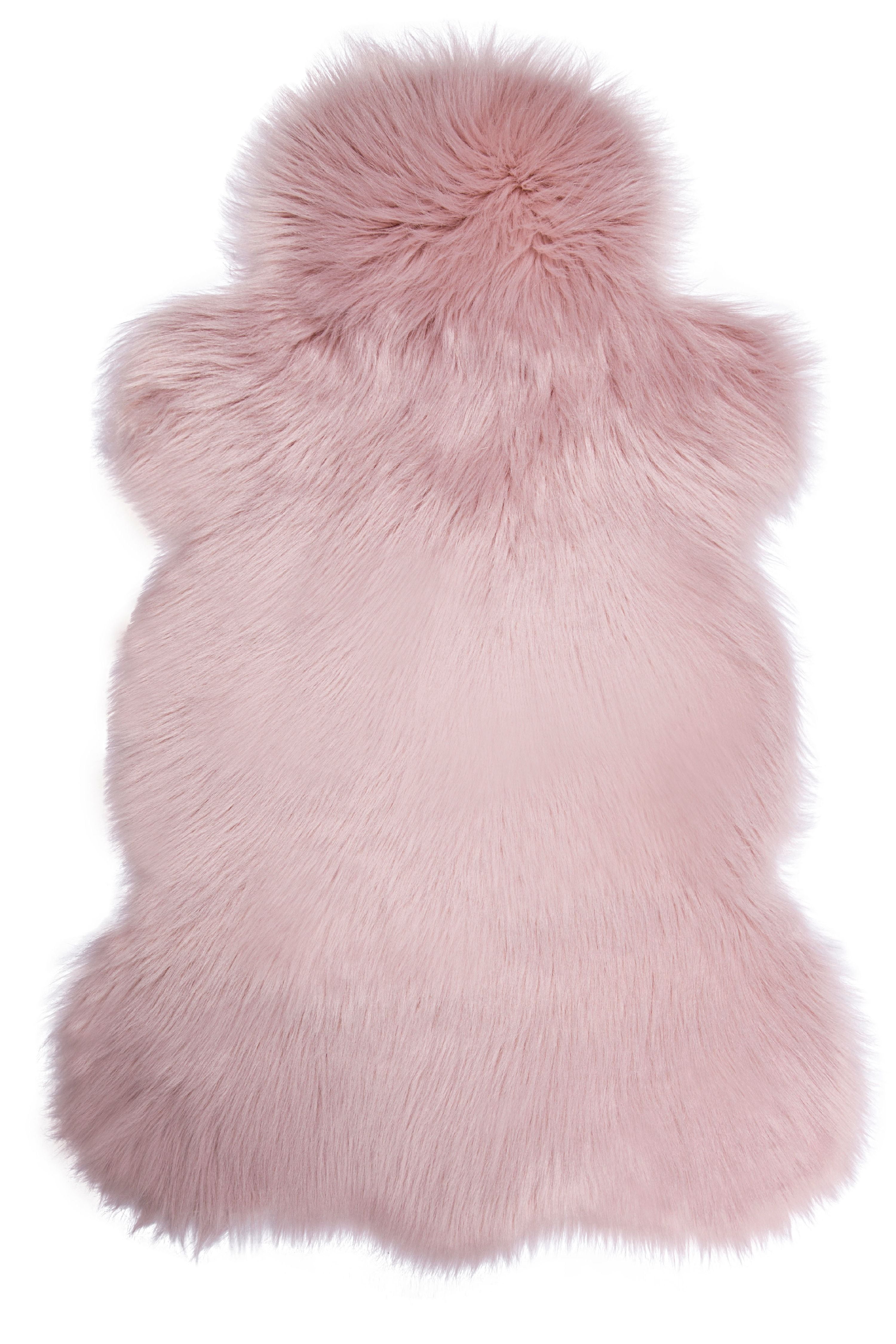 Phantoscope Deluxe Soft Faux Sheepskin Fur Collection Asymmetrical Area Rug, Pink