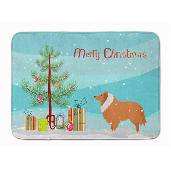 Collie Dog Merry Christmas Tree Machine Washable Memory Foam Mat