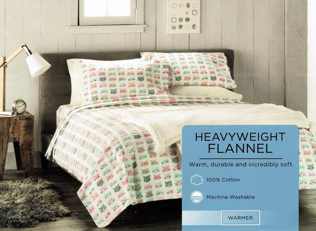 Details about   Cuddl Duds Queen Size Flannel Sheet Set Cats 