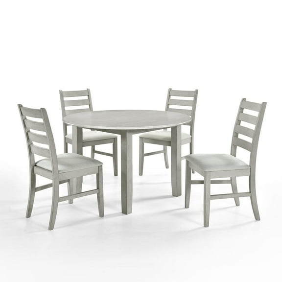 New Classic Pascal 47" 5-Piece Round Wood Dining Set with 4 Chairs in Driftwood