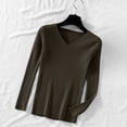 thumbnail image 2 of Otvok V Neck Ribbed Slim Fit Sweater for Women, Long Sleeve Solid Pullover, Stretchy Basic Layering Top for Autumn Winter, 2 of 7