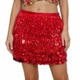 thumbnail image 2 of Women Dresses Red Fringed Sequin Skirts Sparkly Glitter Skirts for Short Skirts for Women, 2 of 4
