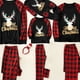 thumbnail image 1 of Conjuntos De Pijamas A Juego Con Empalme A Cuadros Con Estampado De Astas Y Letras De Feliz Navidad Para La Familia (resistente Al Fuego), Ropa De Descanso Para Hombres Y Mujeres Para Bebés Y Niños, 1 of 4