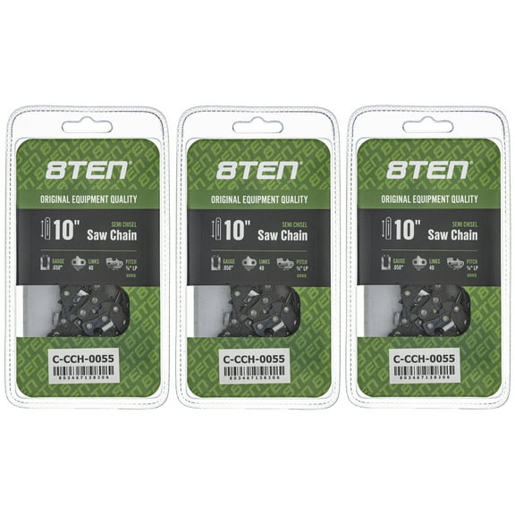 Semi Chisel Chainsaw Chain 10 inch .050 3/8 LP 40DL for Echo Poulan 3 Pack 810-CCC2277H