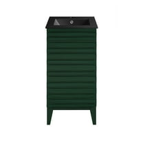 Cascade 18" Freestanding Bathroom Vanity in Green Oak with Black Sink Top