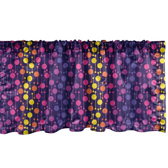 Ambesonne Pastel Window Valance, Colorful Geometric Circles, 54" X 12", Purple and Multicolor