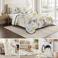 thumbnail image 6 of Twin XL Quilt Set 68''x98'', Yellow Grey Botanical Lightweight Summer Bedspread Coverlet Set with 2 Pillow Shams, Spring Floral Watercolor Breathable All Season Quilt Bedding for Dorm/Guest Room, 6 of 9