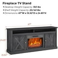 thumbnail image 4 of Electric Fireplace, Fireplace TV Stand for Television up to 67" Heater TV Stand, Freestanding Electric Fireplace Heater, Adjustable Flame, Fireplace Insert with Remote Control & Storage Cabinets, 4 of 7