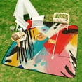 thumbnail image 6 of Color Wave Point Geometry Picnic Blanket Waterproof Outdoor Beach Blanket Hand-held Pad Suitable for Travel, Camping, Beach, Family Gatherings, 6 of 7