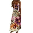 thumbnail image 2 of Cagogo Womens Summer Spring Sleeveless Spaghetti Strap Beach Dresses Casual Floral Swing Flowy Maxi Long Cami Sundress V Neck Bohemian Black Vestidos Casuales Para Mujer, 2 of 5