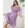 thumbnail image 5 of Yesfashion Women Plus Size Off Shoulder Maxi Dress Ruffle Flowy Casual Summer Boho Long Dresses, 5 of 7