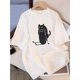 thumbnail image 1 of Women'S Casual T-Shirt with Unique Cat Design - Short Sleeve, Loose Fit, Crew Neck, Lightweight Summer Top for Casual Attire, Casual Summer Top | Playful Print | Glossy Fabric, Cute Shirt, 1 of 6