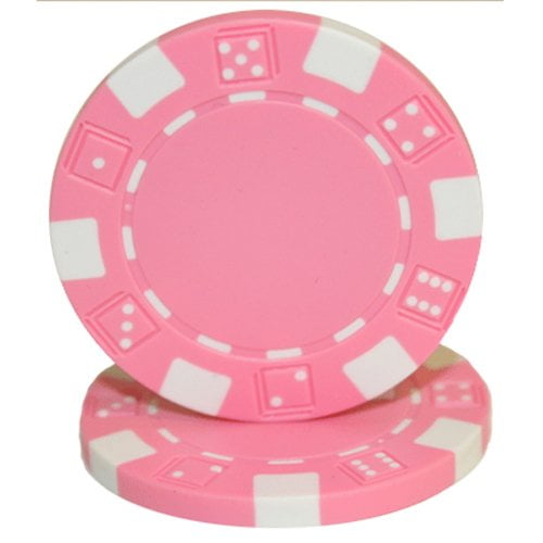 Striped Dice 11.5g Blank Poker Chips, Pink Clay Composite, 50pack