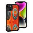 thumbnail image 2 of Vibrant Retro - Futuristic iPhone 15 Case - Lightweight Yellowing Resistant with Dynamic Concentric Circles in Orange Blue & White, 2 of 6